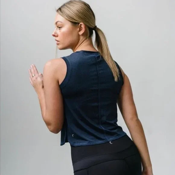 NWT ZYIA Activewear Heathered Navy Fierce Muscle Tank Size Small - Picture 3 of 8